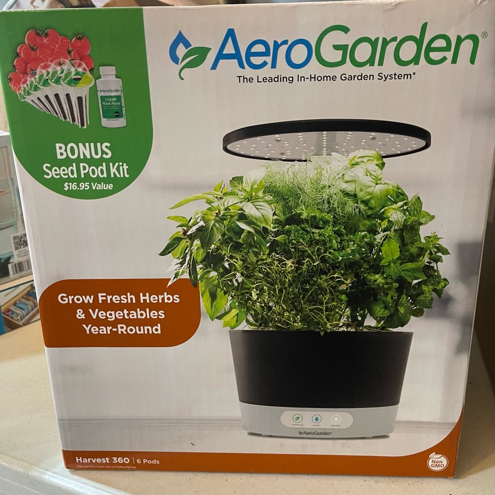 Aero Garden Harvest 360 Indoor Hydroponic Garden System - Black & White